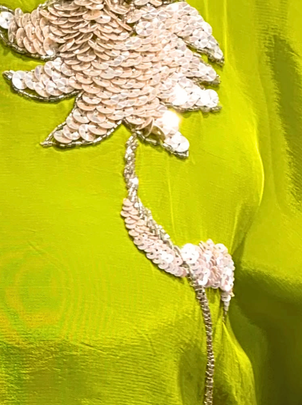 Green Crepe Indo Western with Cutdana, Sequins and Pearl Embroidery 4