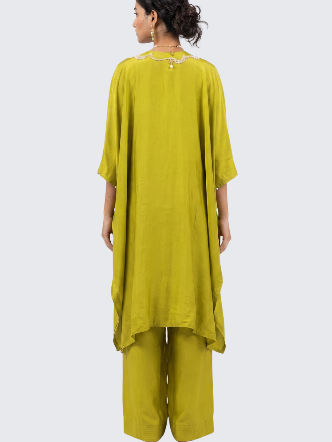 Green Crepe Indo Western with Cutdana, Sequins and Pearl Embroidery 6