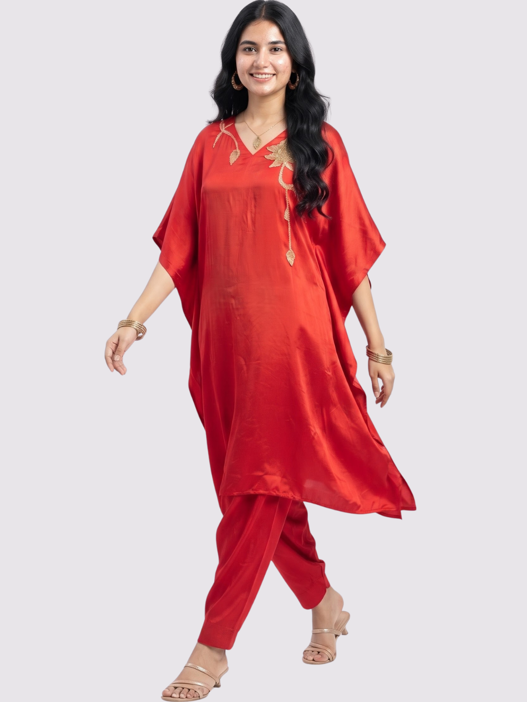 Rani Crepe Indo Western with Cutdana, Sequins and Pearl Embroidery 1