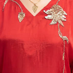 Rani Crepe Indo Western with Cutdana, Sequins and Pearl Embroidery 3