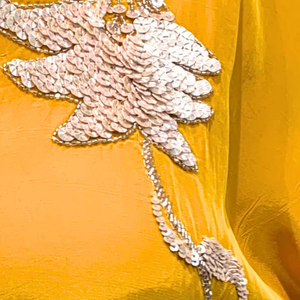 Yellow Crepe Indo Western with Cutdana, Sequins and Pearl Embroidery 4