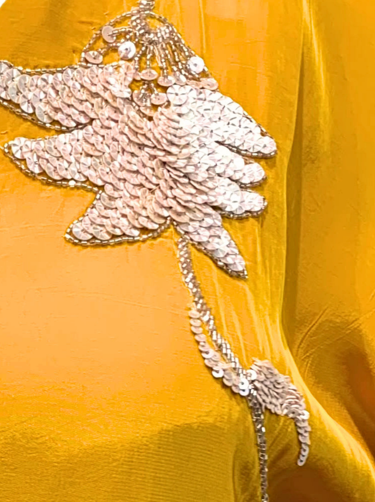 Yellow Crepe Indo Western with Cutdana, Sequins and Pearl Embroidery 4