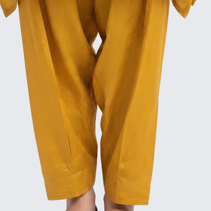 Yellow Crepe Indo Western with Cutdana, Sequins and Pearl Embroidery 5