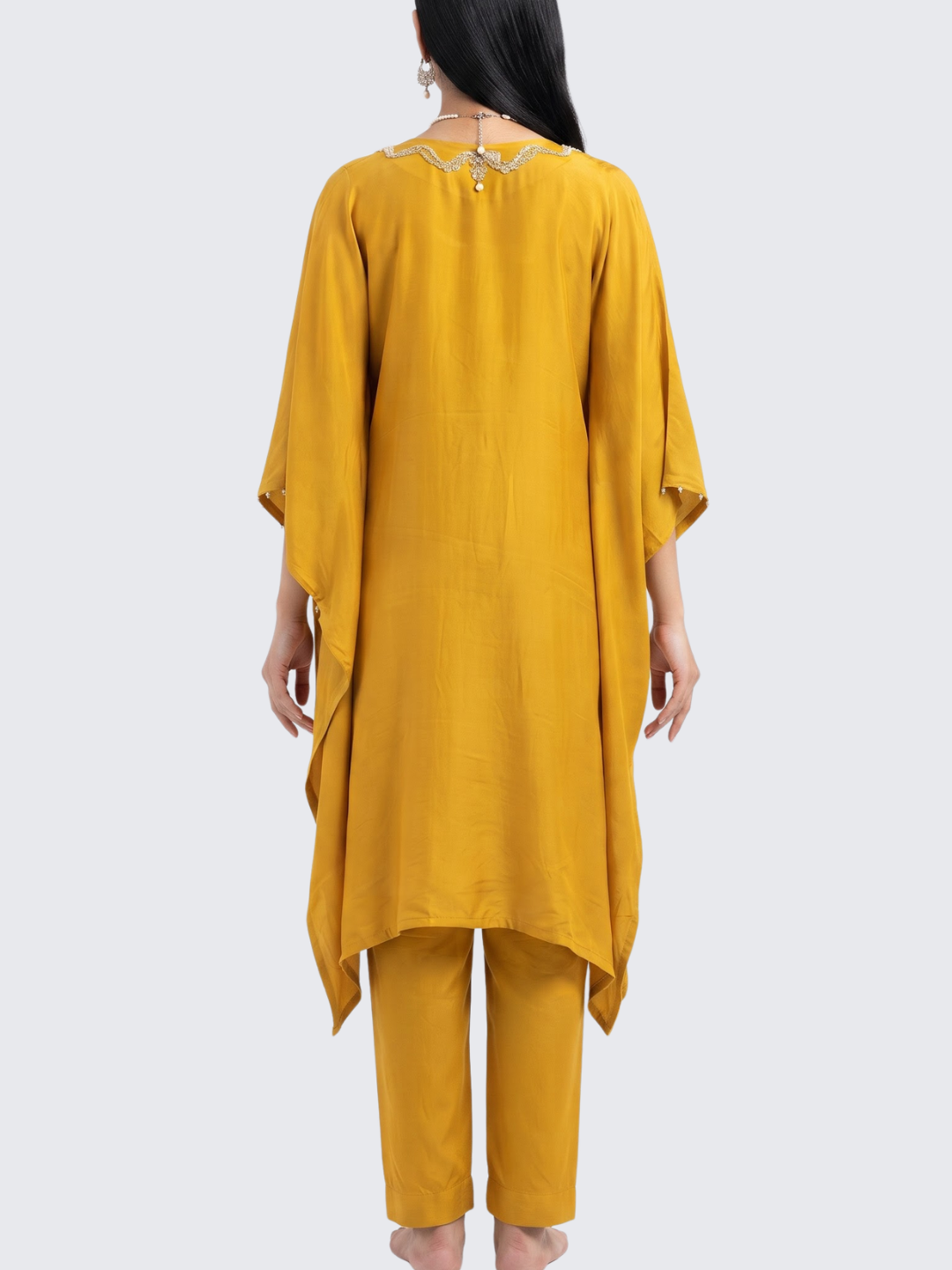Yellow Crepe Indo Western with Cutdana, Sequins and Pearl Embroidery 6