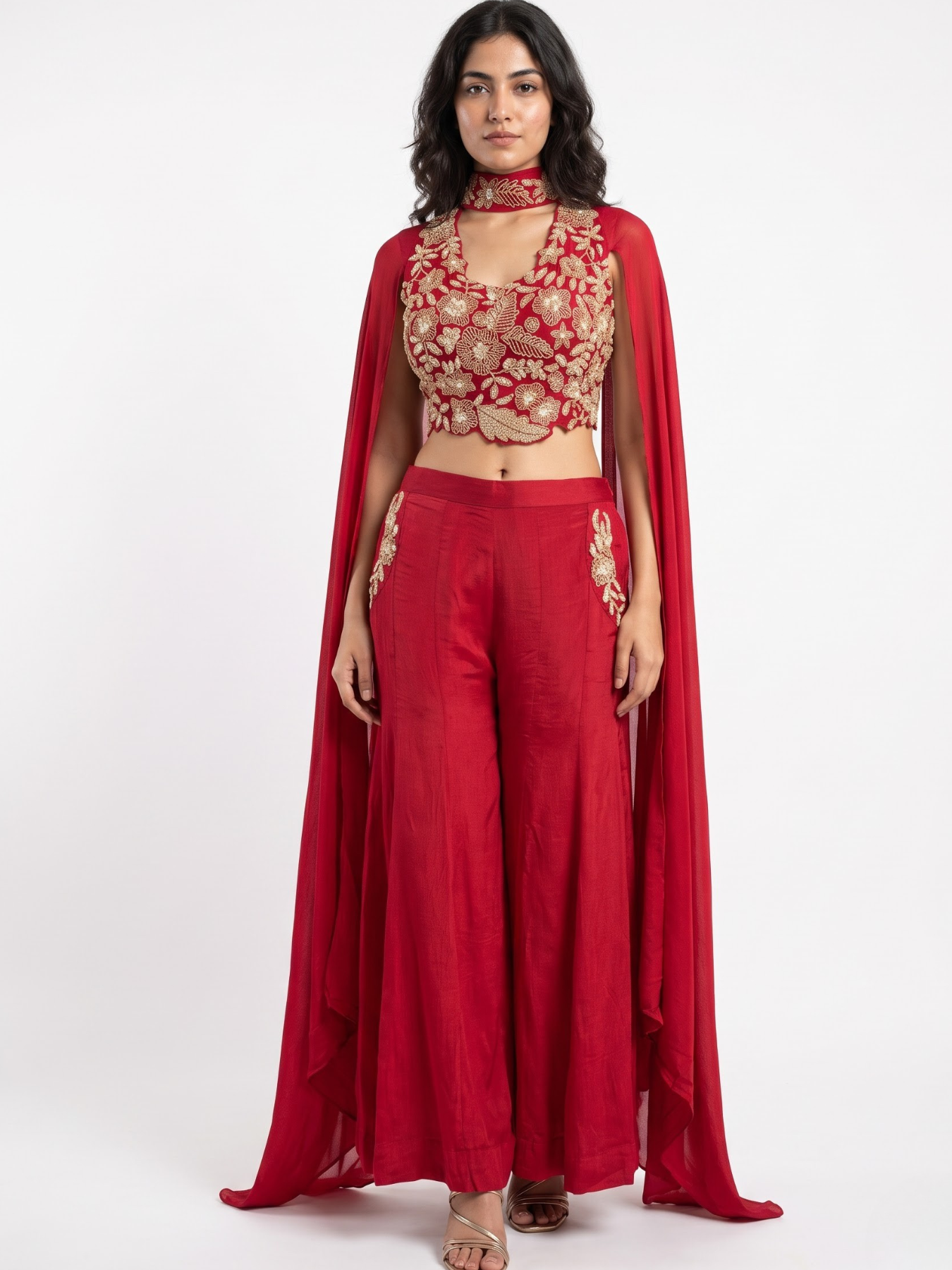 Chinon Indo Western with Cutdana, Zari and Sequins Embroidery 1