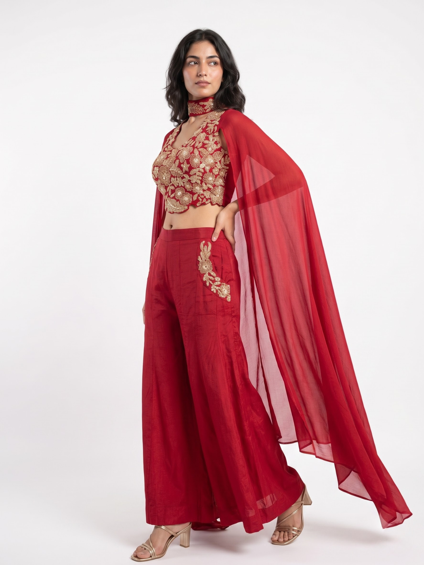 Chinon Indo Western with Cutdana, Zari and Sequins Embroidery 2