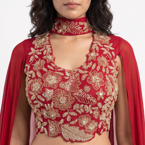 Chinon Indo Western with Cutdana, Zari and Sequins Embroidery 5
