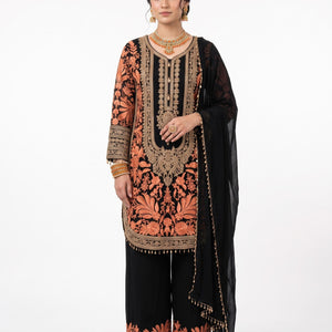 Black Georgette Indo Western with Cutdana and Thread Embroidery 1
