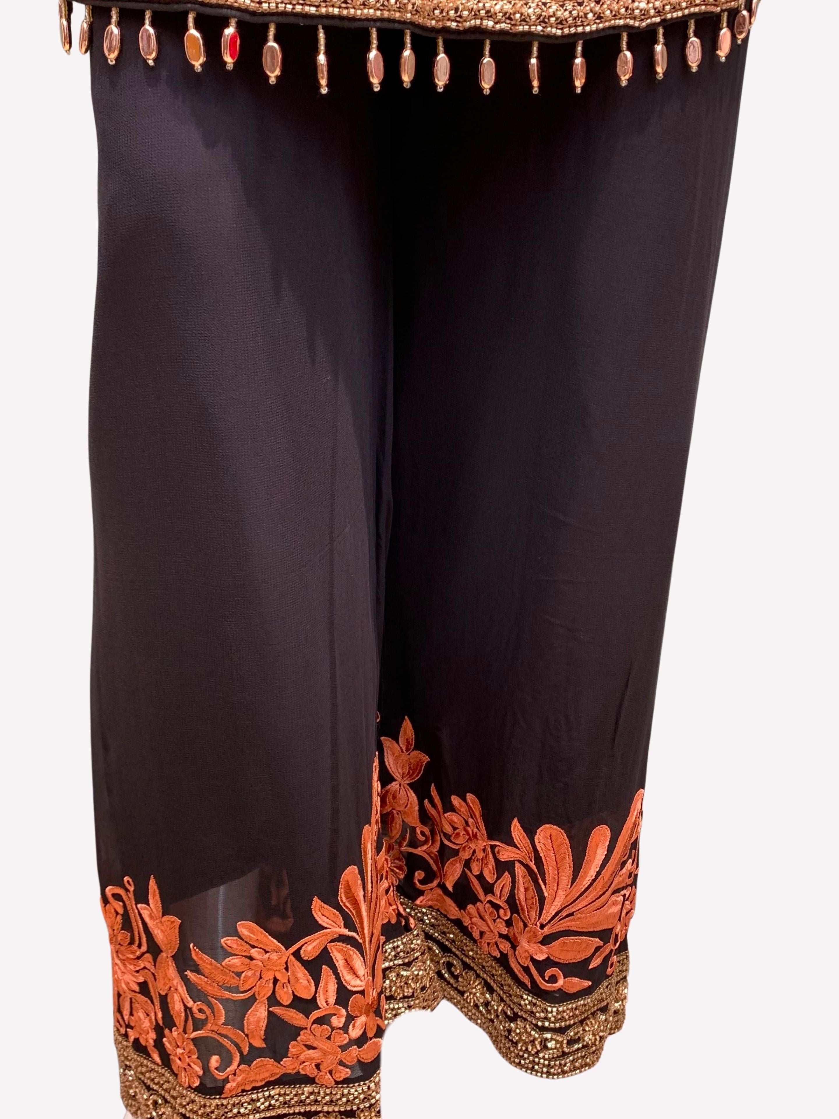 Black Georgette Indo Western with Cutdana and Thread Embroidery 4