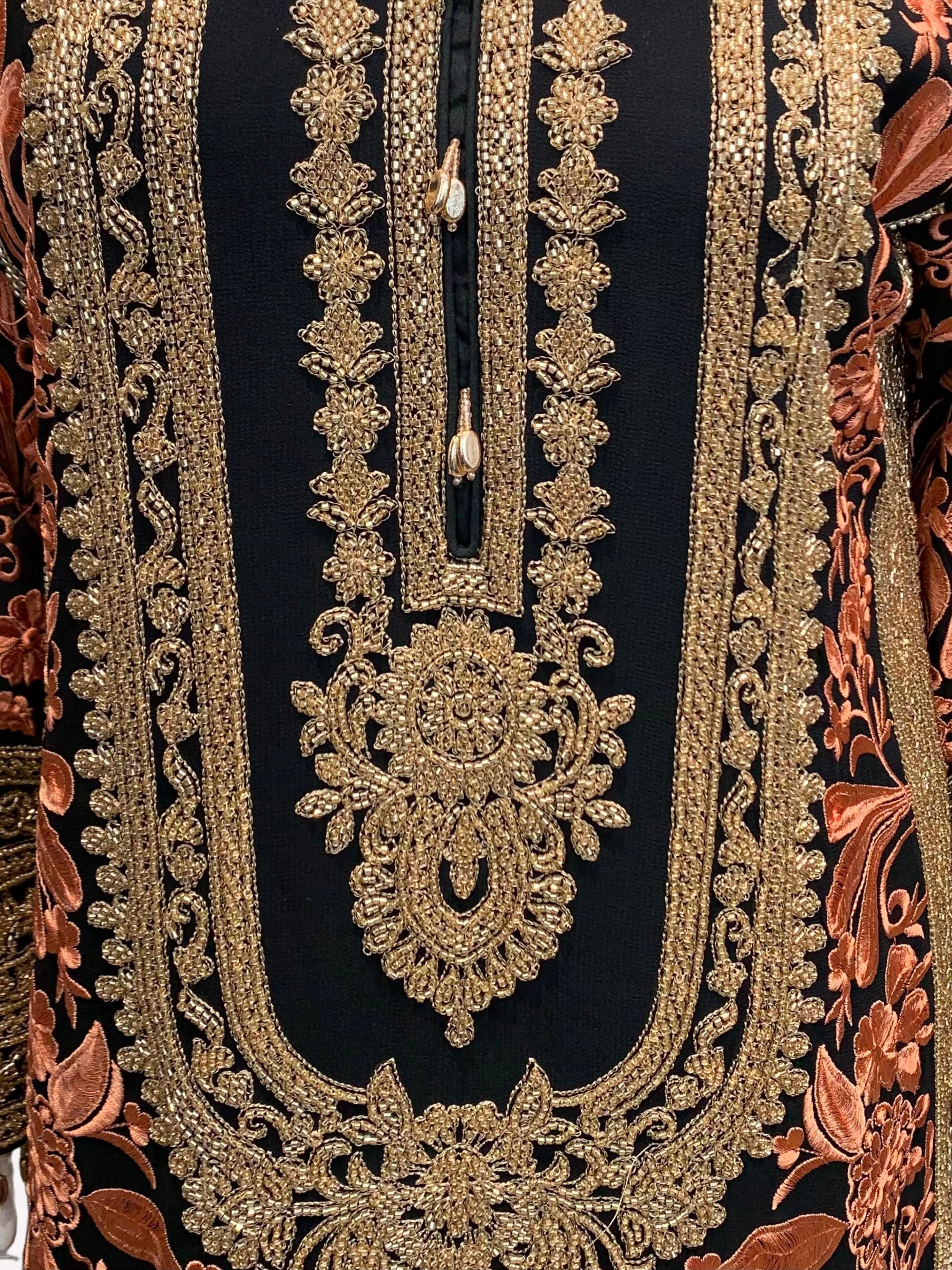 Black Georgette Indo Western with Cutdana and Thread Embroidery 5