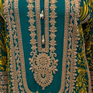 Bottle Green Georgette Indo Western with Cutdana and Thread Embroidery 4