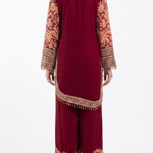 Peach Georgette Indo Western with Cutdana and Thread Embroidery 1