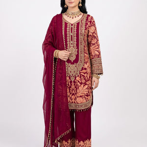 Peach Georgette Indo Western with Cutdana and Thread Embroidery 2