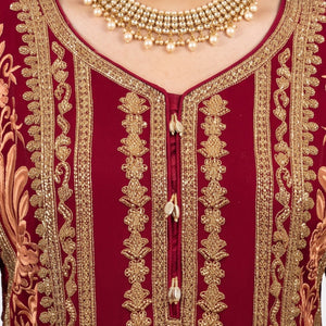 Peach Georgette Indo Western with Cutdana and Thread Embroidery 6