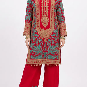 Turquoise Georgette Indo Western with Cutdana and Thread Embroidery 3