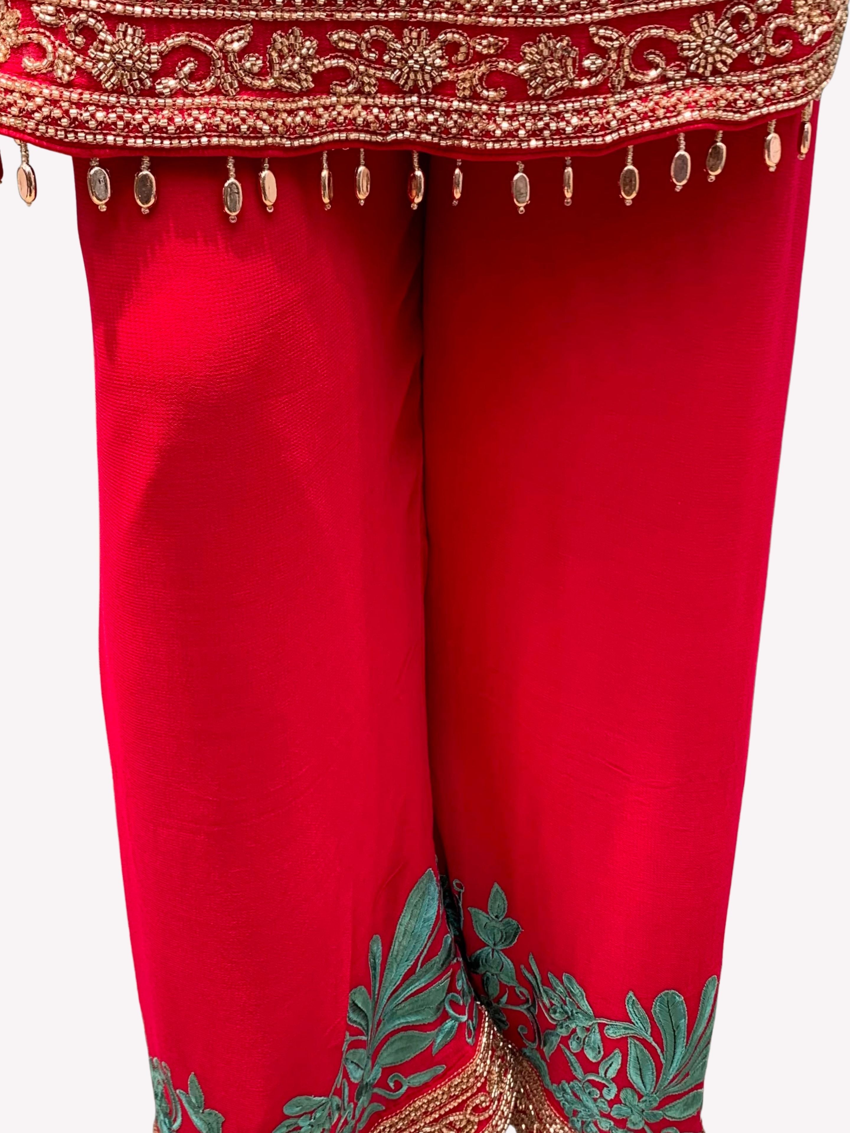 Turquoise Georgette Indo Western with Cutdana and Thread Embroidery 5