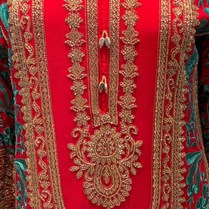 Turquoise Georgette Indo Western with Cutdana and Thread Embroidery 6
