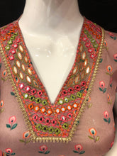 Load image into Gallery viewer, Pastel Pink Chinon Crape Semi-Stitch Suit With Thread Embroidery
