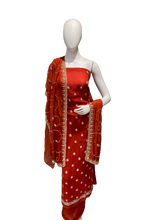 Load image into Gallery viewer, Red Georgette Unstitched Suit with Hand Embroidery
