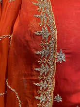 Load image into Gallery viewer, Red Georgette Unstitched Suit with Hand Embroidery
