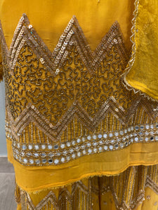 Yellow Sharara with unstitched Shirt