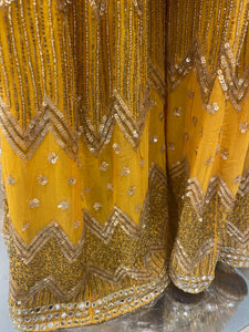 Yellow Sharara with unstitched Shirt