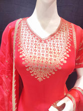 Load image into Gallery viewer, Organza Rani Unstitched Suit With Golden Weaving
