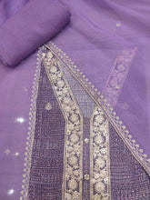 Load image into Gallery viewer, Russian Silk Semi-Stitch Suit Without Sleeves With Golden Embroidery
