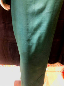 Dark Green Organza Semi-Stitch Without Sleeves With Thread Embroidery