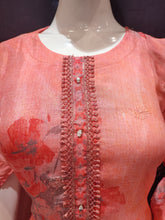 Load image into Gallery viewer, Coral Pink Muslin Semi-Stitch Suit With Chikenkari
