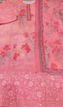 Load image into Gallery viewer, Coral Pink Muslin Semi-Stitch Suit With Chikenkari
