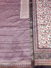 Load image into Gallery viewer, Onion Pink Tussar Unstitched Suit With Golden Zari Embroidery
