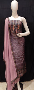 Light Purple Modal Silk Semi-Stitch Suit Without Sleeves With Mirror And Thread Embroidery