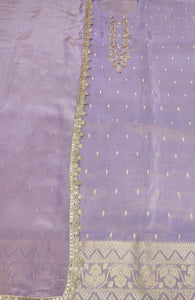 Lilac Shimmer Silk Semi-Stitch Suit With Gotapatti And Dubka Handwork
