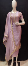 Load image into Gallery viewer, Lilac Shimmer Silk Semi-Stitch Suit With Gotapatti And Dubka Handwork
