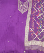 Load image into Gallery viewer, Purple Silk Semi-Stitch Suit With Gotapatti Zari Work
