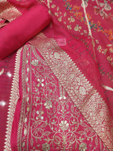 Load image into Gallery viewer, Magenta Silk Semi-Stitch Suit With Gotapatti Zari Work
