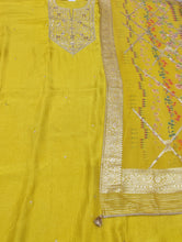 Load image into Gallery viewer, Yellow Silk Semi-Stitch Suit With Gotapatti Zari Work
