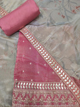 Load image into Gallery viewer, Shimmer Silk Pink Unstitched Suit With Gotapatti Golden Embroidery
