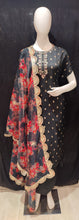 Load image into Gallery viewer, Black Silk Semi-Stitch Suit With Gota Patti Dubka Handwork
