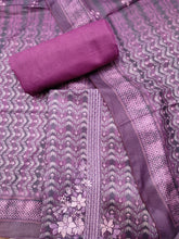 Load image into Gallery viewer, Purple Pashmina Unstitched Suit With Thread Embroidery
