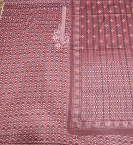 Onion Pashmina Unstitched Suit With Thread Embroidery