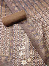 Load image into Gallery viewer, Brown Pashmina Unstitched Suit With Thread Embroidery
