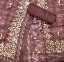 Load image into Gallery viewer, Wine Pashmina Unstitched Suit With Thread Embroidery
