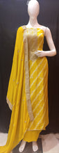 Load image into Gallery viewer, Yellow Silk Unstitched Suit With Golden Embroidery
