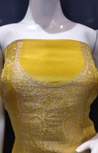 Load image into Gallery viewer, Yellow Silk Unstitched Suit With Kanjivaram work
