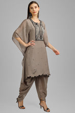 Load image into Gallery viewer, Chinon Shirt with kaftan Dhoti with Embroidery
