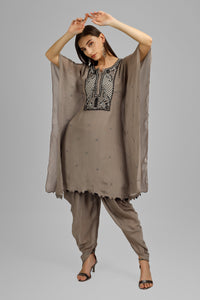 Chinon Shirt with kaftan Dhoti with Embroidery