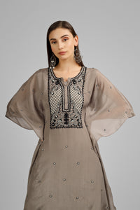 Chinon Shirt with kaftan Dhoti with Embroidery