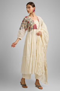 Cotton Long Suit with Cutdana and Thread Work